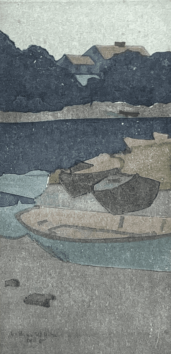 Arthur Wesley Dow<br>Dories on the Shore by Pre-War American Woodcuts